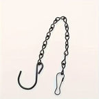 Black metal zipper hook with chain on a white background
