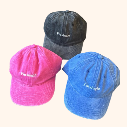 I'm Single Cap in blue pink or black