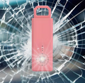 Pink electronic device on a background of a cracked glass 130db