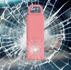 Pink electronic device on a background of a cracked glass 130db