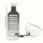 Metallic safety for doors with dimensions labeled on a white background
