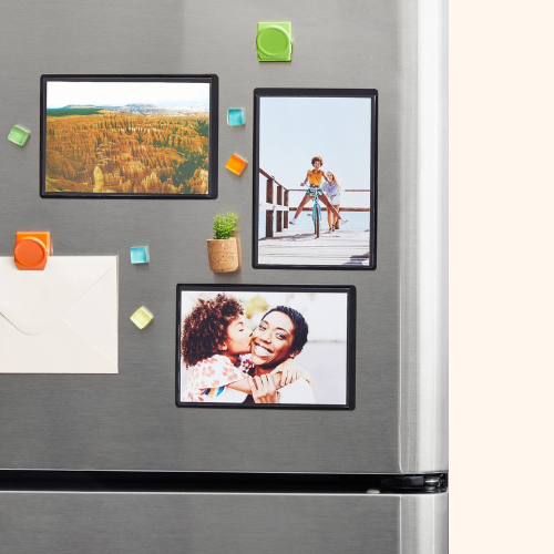 magnetic photo frame on fridge